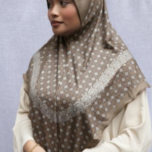 Instant Printed Stretch Hijab – Beige