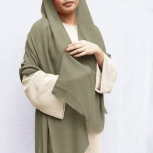 Khaki Green Crepe Silk Shawl