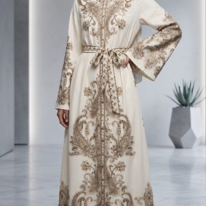 Beige Paisley Print Maxi Dress